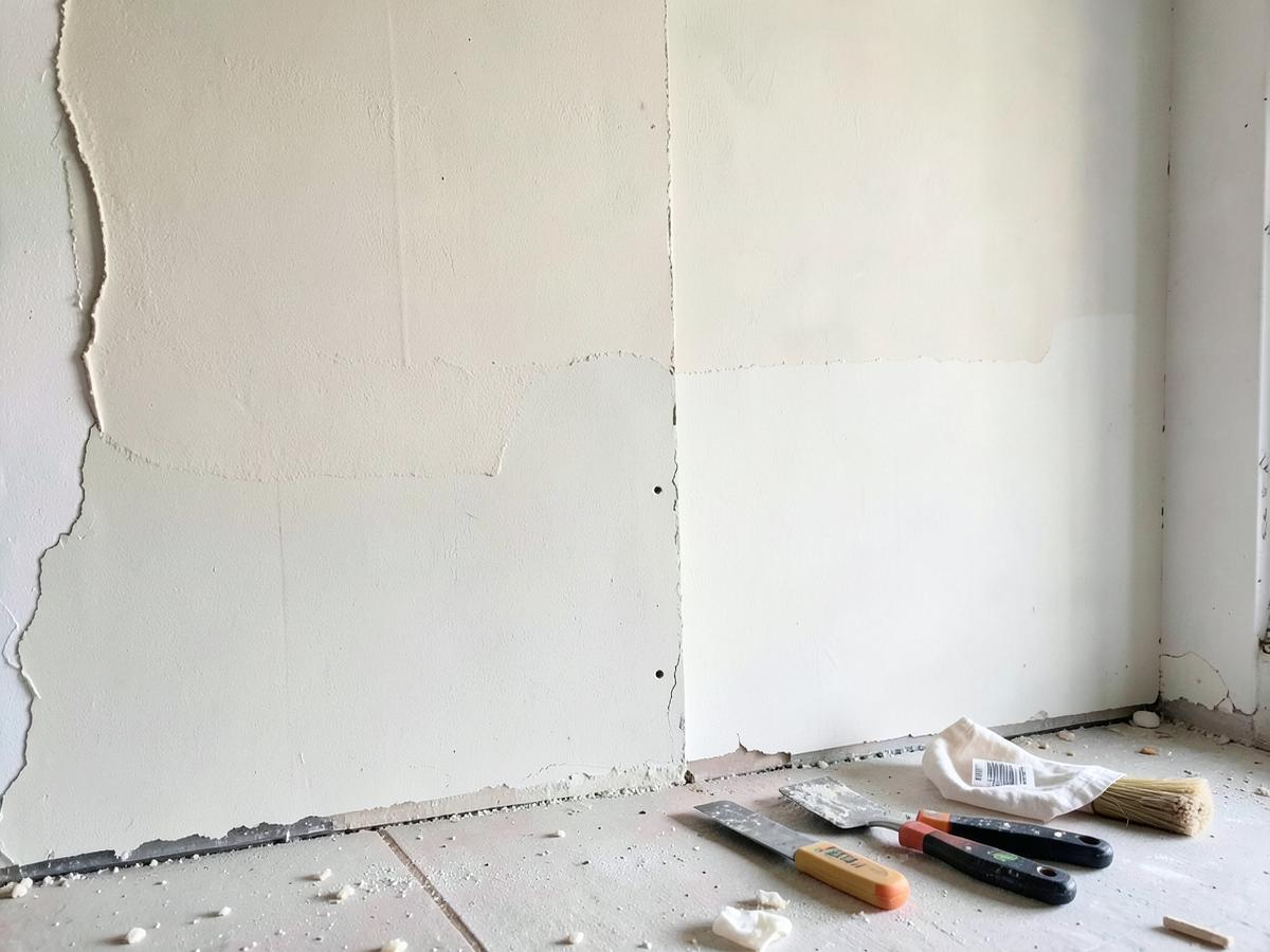 Drywall repair and finishing in progress